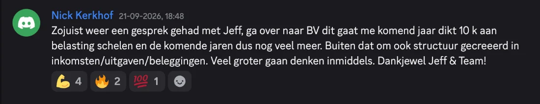 Bericht van Nick in de community van De Geldfabriek